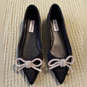 Steve Madden Black Flats with Rhinestone Bow